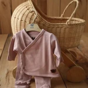 Μπλουζάκι και παντελόνι με κούμπωμα χιαστί(ΡΟΖ)