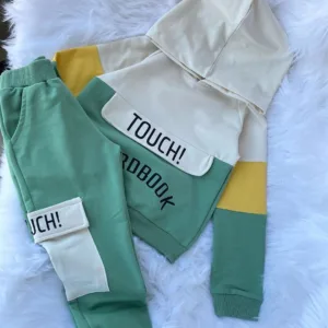 Σετ Φόρμας "TOUCH!" με Κουκούλα & Σκουφάκι – Απόλυτη Άνεση & Στυλ 100% Βαμβάκι (Τιρκουάζ)