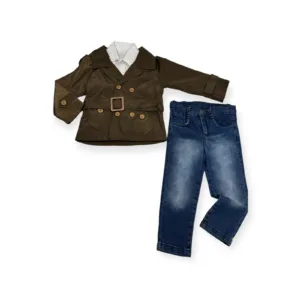 Παιδικό Σετ με Καπαρντίνα & Τζιν Παντελόνι - Κομψή και Μοντέρνα Επιλογή