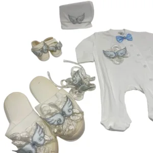 Βρεφικό Σετ 5 Τεμαχίων για Μαμά και Γιο με Φτερά Αγγέλου
