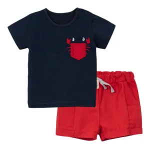 Σετ Μπλούζα & Σορτς με Σχέδιο Καβουράκι - Καλοκαιρινό Στυλ και Άνεση για τις Περιπέτειες στην Παραλία!