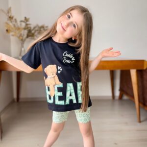 Παιδικό Σετ "Cuddle Bear" & Πράσινο Κολάν - Στυλάτη Άνεση για Κορίτσια