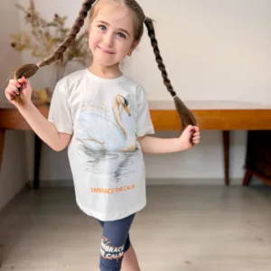 "Swan Serenity": Παιδική Μπλούζα με Κύκνο & Γκρι Κολάν