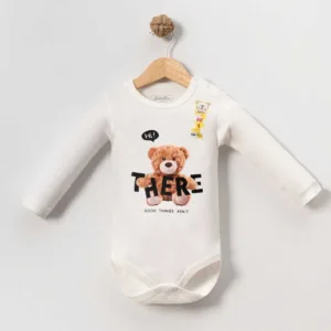 Βρεφικό Βαμβακερό Κορμάκι με Μακρύ Μανίκι και Σχέδιο "Hi There"