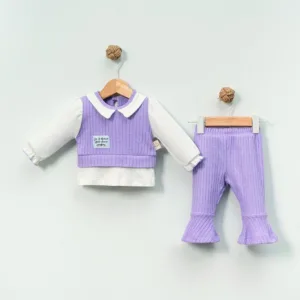 Βρεφικό σετ 2 τεμαχίων λιλά με μπλούζα & παντελόνι – κοριτσίστικο outfit